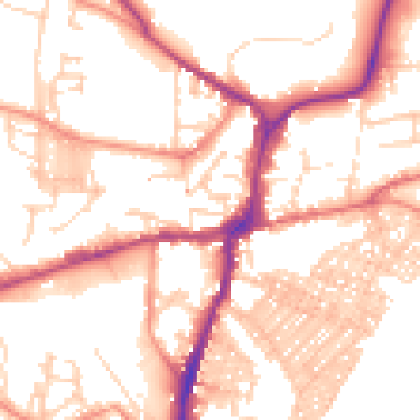 Daytime road noise heatmap for BD23 1LG