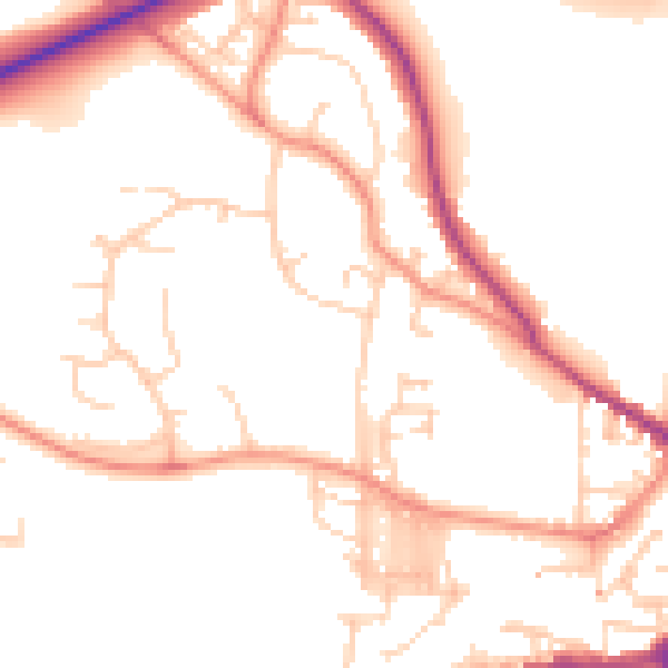 Daytime road noise heatmap for BD23 1NE
