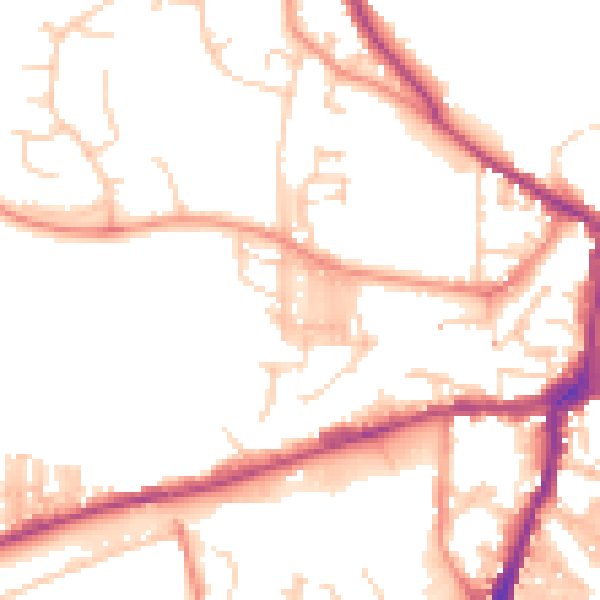 Daytime road noise heatmap for BD23 1QB