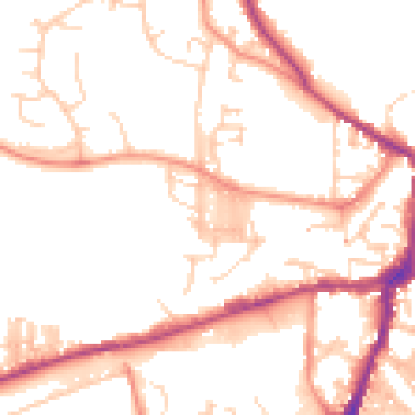 Daytime road noise heatmap for BD23 1QQ