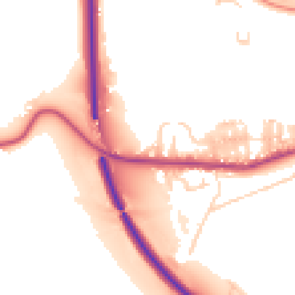 Daytime road noise heatmap for BD23 1TN