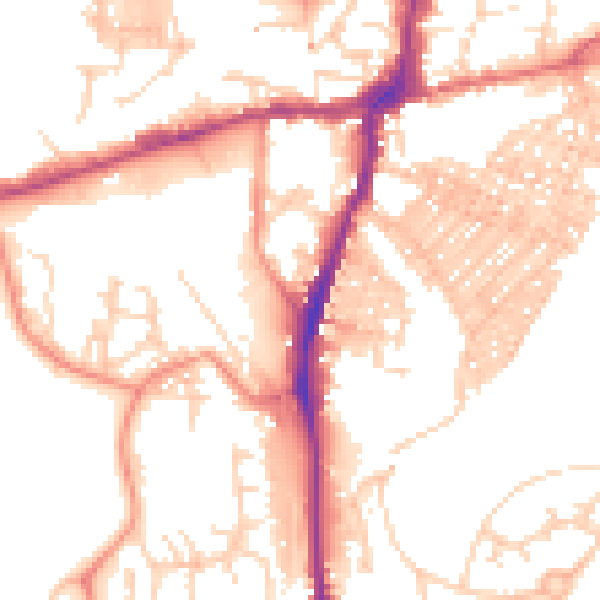 Daytime road noise heatmap for BD23 2AS