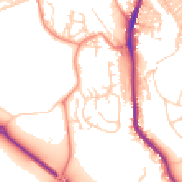 Daytime road noise heatmap for BD23 2BL