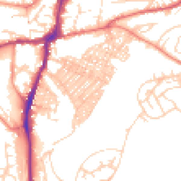 Daytime road noise heatmap for BD23 2EA