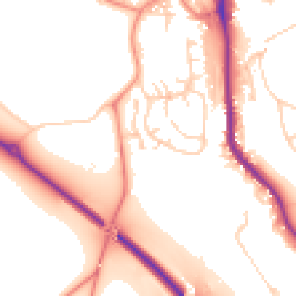 Daytime road noise heatmap for BD23 2EW