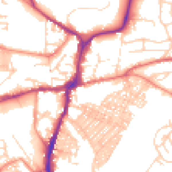 Daytime road noise heatmap for BD23 2HR
