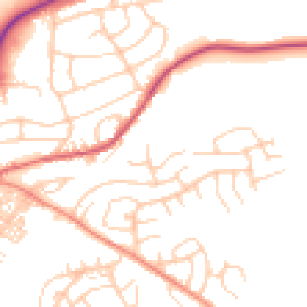 Daytime road noise heatmap for BD23 2LL