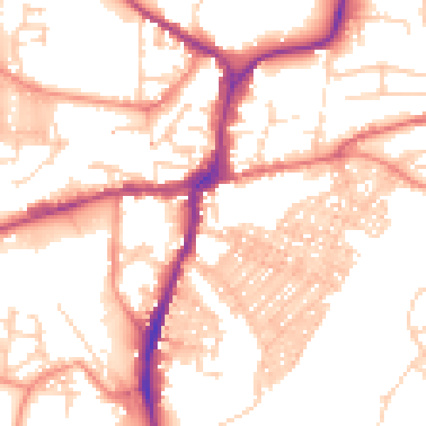 Daytime road noise heatmap for BD23 2LR