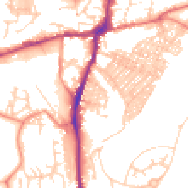 Daytime road noise heatmap for BD23 2NJ