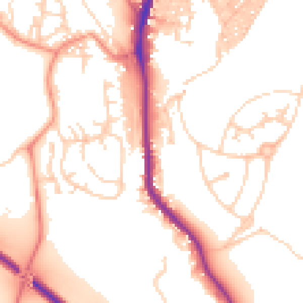 Daytime road noise heatmap for BD23 2RQ