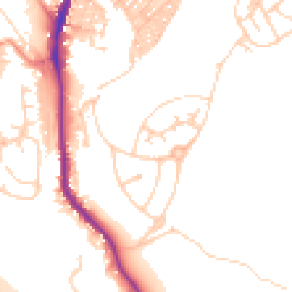 Daytime road noise heatmap for BD23 2SU
