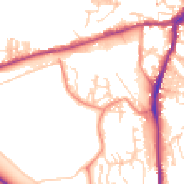 Daytime road noise heatmap for BD23 2TF