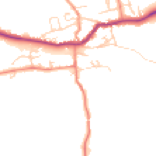 Daytime road noise heatmap for BD23 3NE