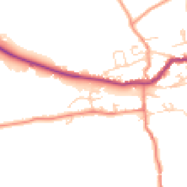 Daytime road noise heatmap for BD23 3NP