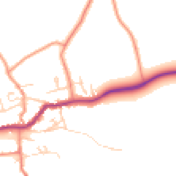 Daytime road noise heatmap for BD23 3SD