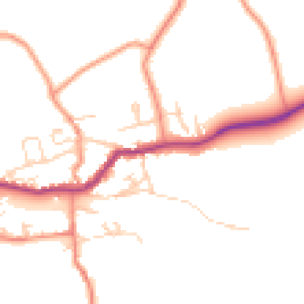 Daytime road noise heatmap for BD23 3SR