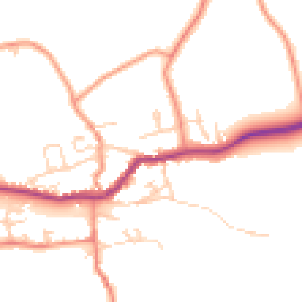 Daytime road noise heatmap for BD23 3TY