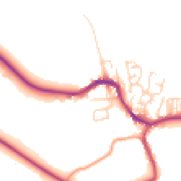 Daytime road noise heatmap for BD23 4HE
