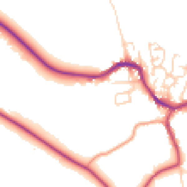 Daytime road noise heatmap for BD23 4HF