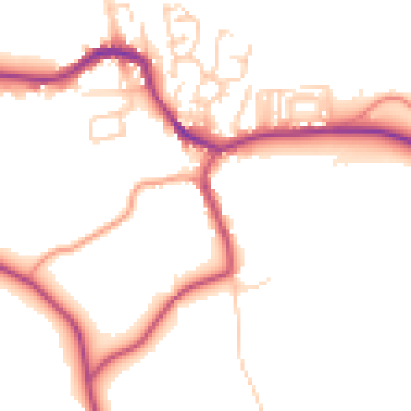 Daytime road noise heatmap for BD23 4LA