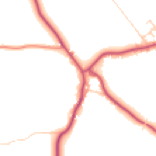 Daytime road noise heatmap for BD23 5EZ