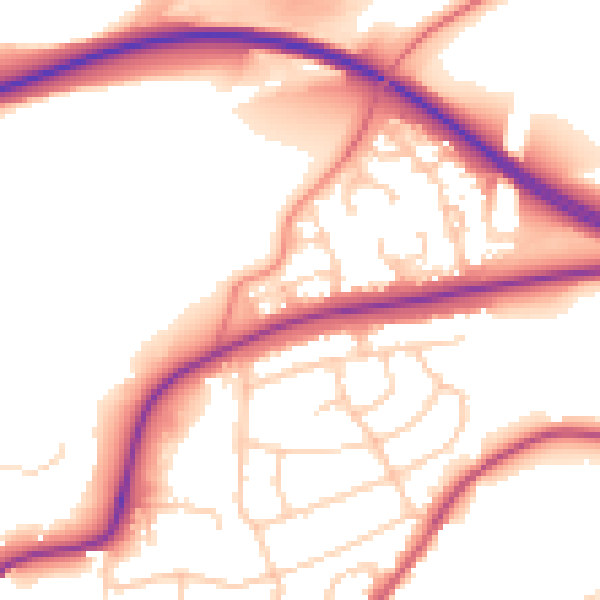 Daytime road noise heatmap for BD23 6FB