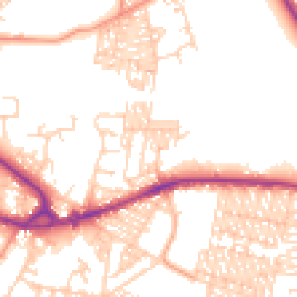 Daytime road noise heatmap for BD3 0AQ