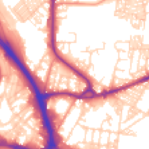 Daytime road noise heatmap for BD3 0BS