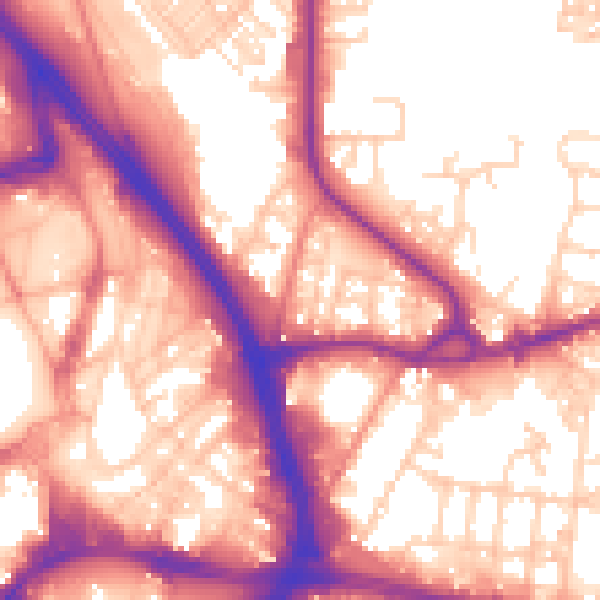 Daytime road noise heatmap for BD3 0DY