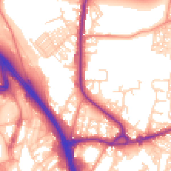 Daytime road noise heatmap for BD3 0EB