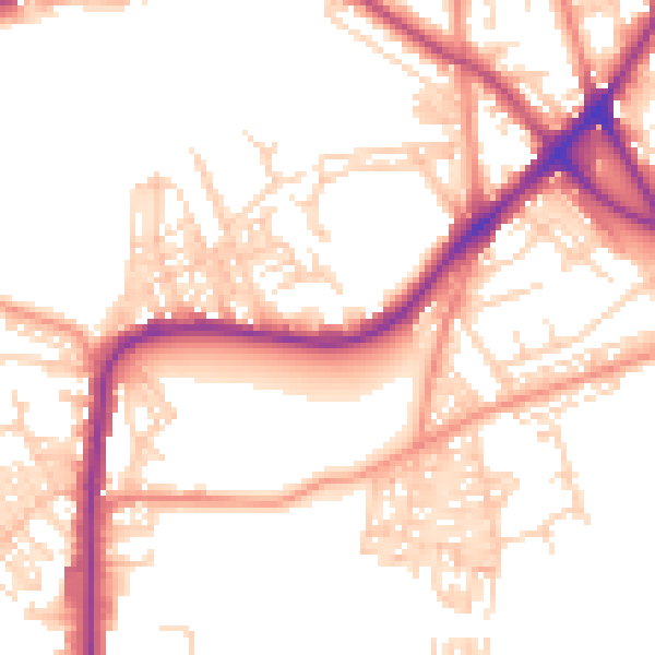 Daytime road noise heatmap for BD3 0EH