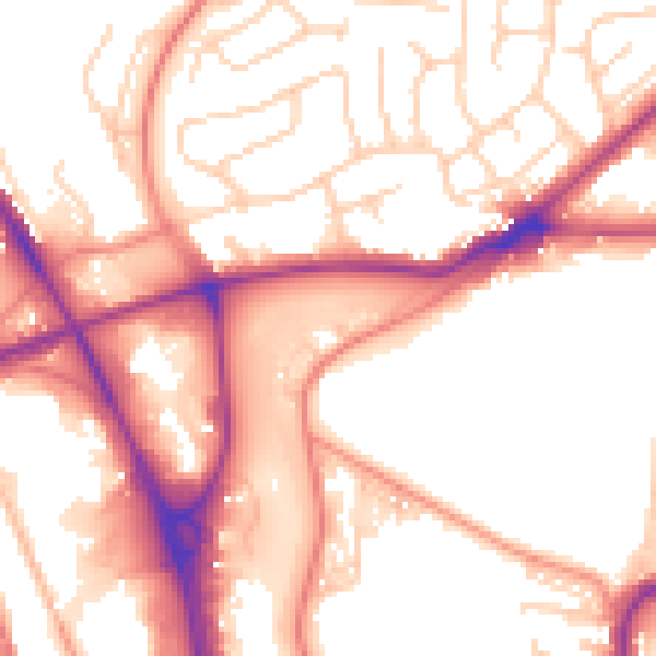 Daytime road noise heatmap for BD3 0FB