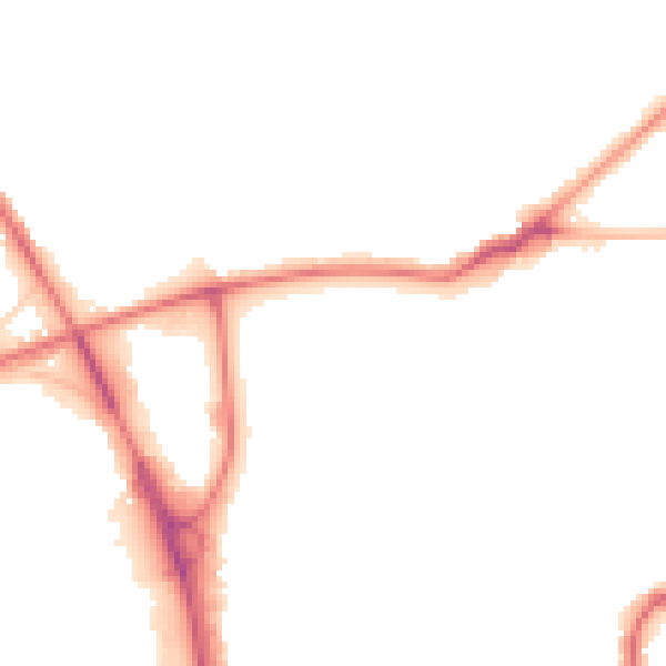 Night-time road noise heatmap for BD3 0FB
