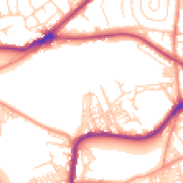 Daytime road noise heatmap for BD3 0LL
