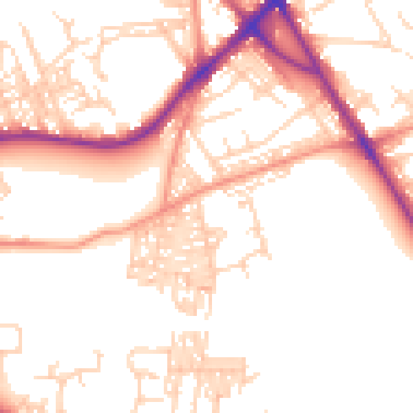 Daytime road noise heatmap for BD3 0PL
