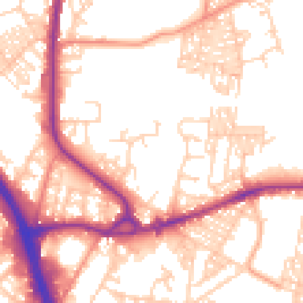 Daytime road noise heatmap for BD3 0RJ
