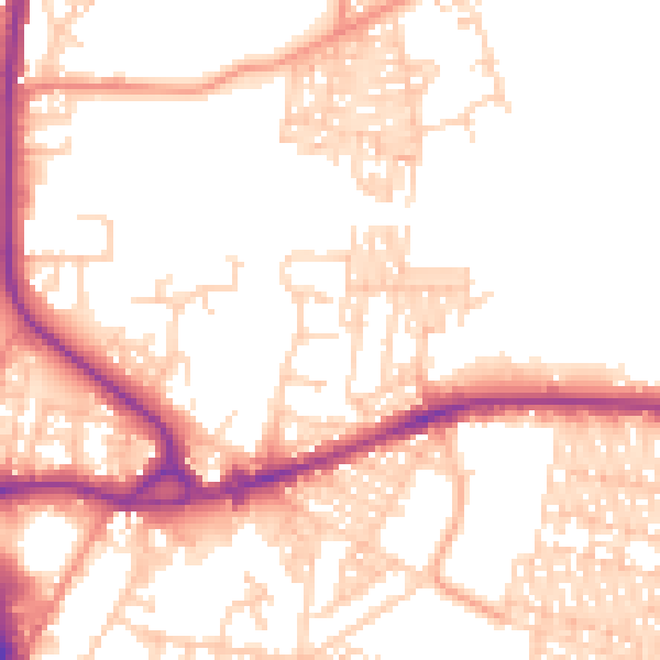 Daytime road noise heatmap for BD3 0SD