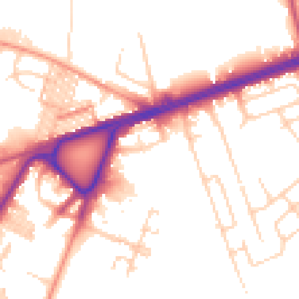 Daytime road noise heatmap for BD3 7BE