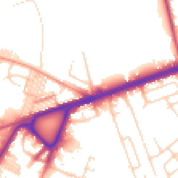 Daytime road noise heatmap for BD3 7DF