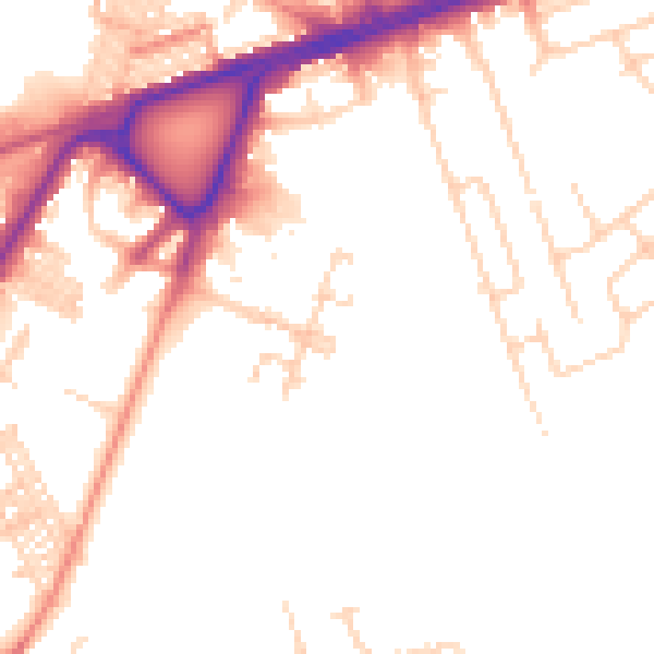 Daytime road noise heatmap for BD3 7FL