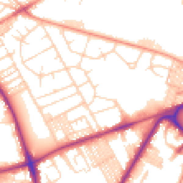 Daytime road noise heatmap for BD3 7HN