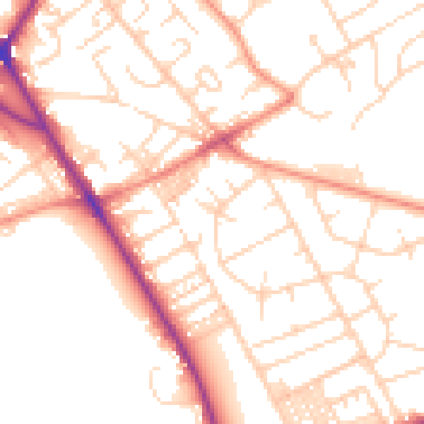 Daytime road noise heatmap for BD3 7LP