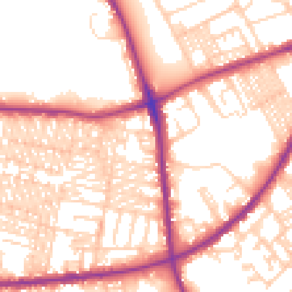 Daytime road noise heatmap for BD3 8AD