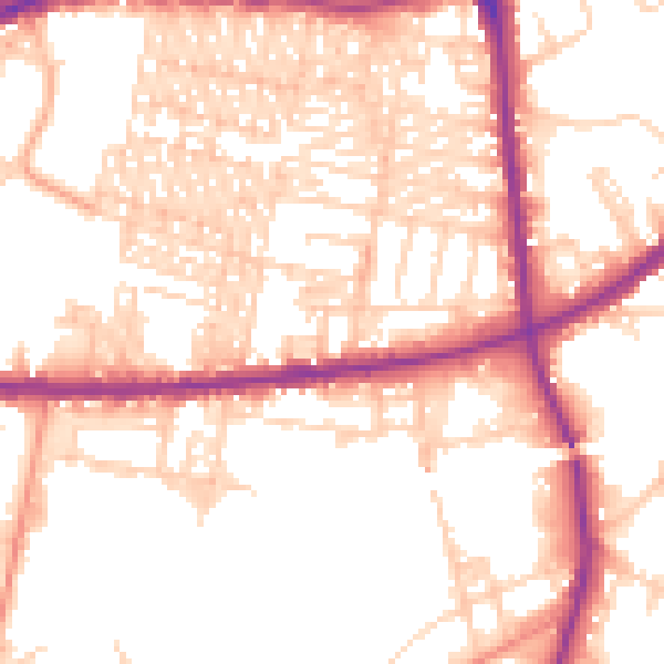 Daytime road noise heatmap for BD3 8BG