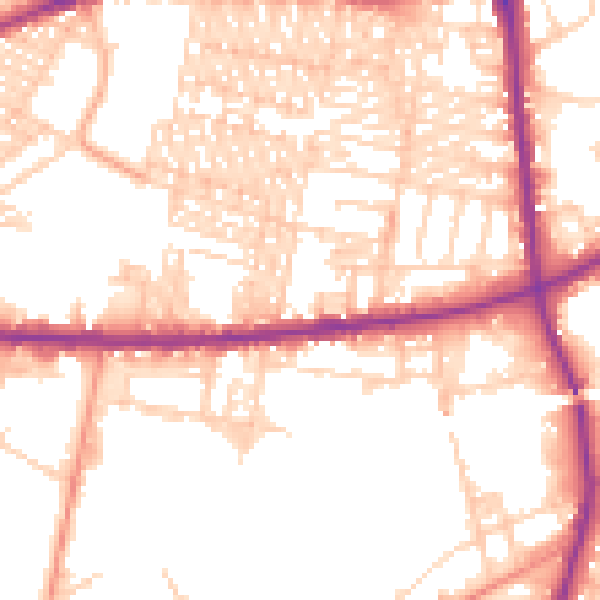 Daytime road noise heatmap for BD3 8BW