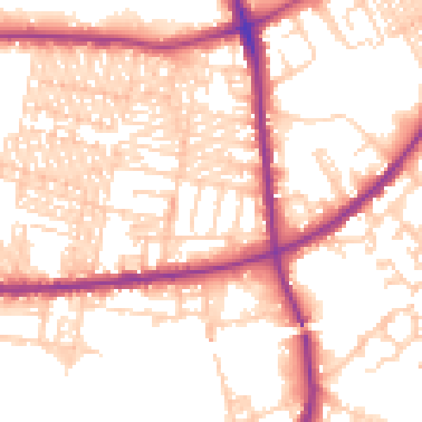 Daytime road noise heatmap for BD3 8EF