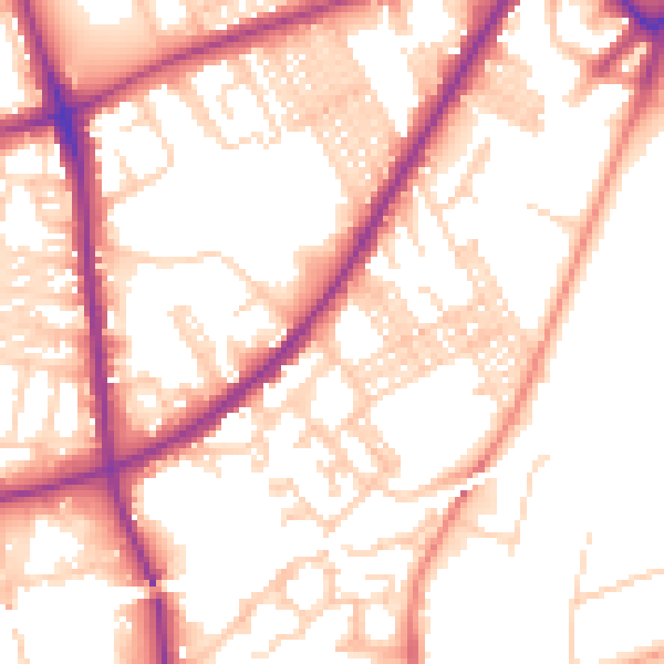 Daytime road noise heatmap for BD3 8PL