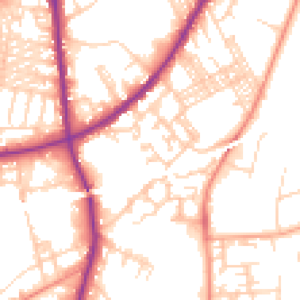 Daytime road noise heatmap for BD3 8RS