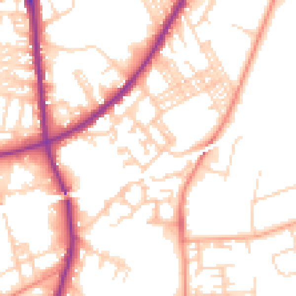 Daytime road noise heatmap for BD3 8RU