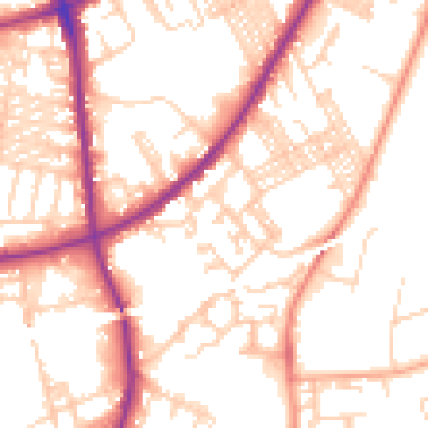 Daytime road noise heatmap for BD3 8RW